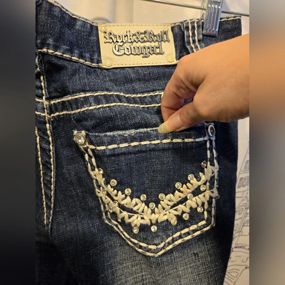 NWOT Women's Rock And Roll Cowgirl Low Rise Wide Leg Jeans Size 27x34 - Picture 11 of 14